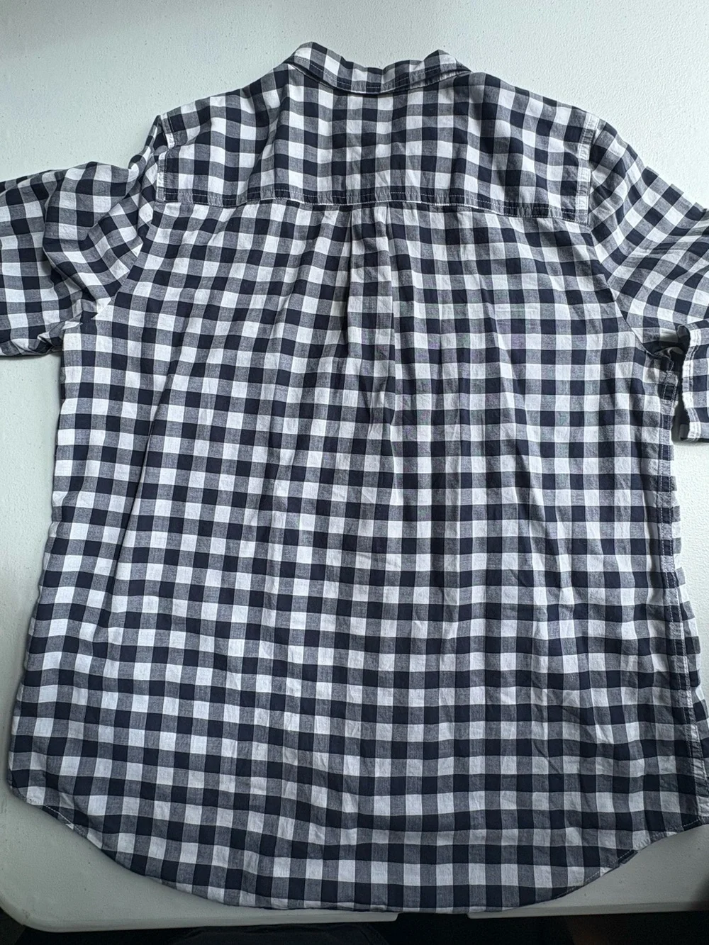J. Crew Navy and White Gingham Button-Down Shirt